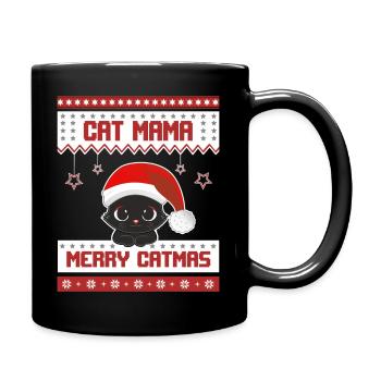 Weihnachten - Cat Mama Cat Mom Merry Catmas - Tasse einfarbig - Schwarz - Rechts