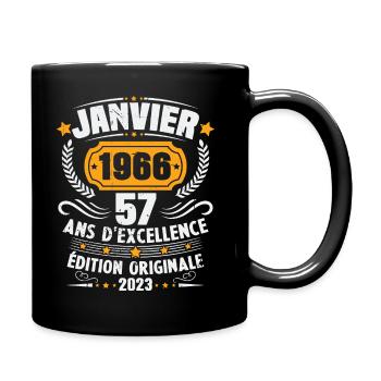 Cadeau D'anniversaire 57 Ans Janvier 1966 Vintage - Mug uni - noir - Droite