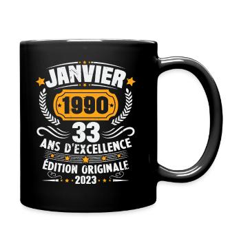 Cadeau D'anniversaire 33 Ans Janvier 1990 Vintage - Mug uni - noir - Droite
