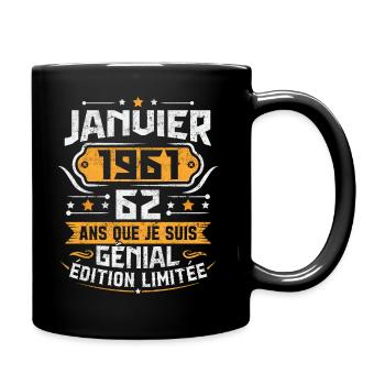 Rétro Cadeau D'anniversaire 62 Ans Janvier 1961 - Mug uni - noir - Droite