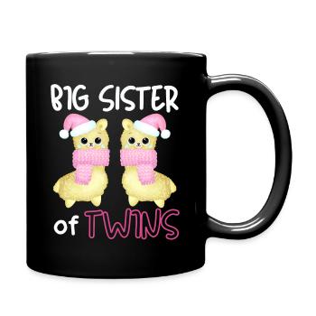 Daughter Promoted to Big Sister of Twins Llama - Tasse einfarbig - Schwarz - Rechts