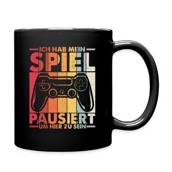 Gamer Zocker Design PC Spiel Gaming Geschenk Zocke - Tasse einfarbig - Schwarz - Rechts