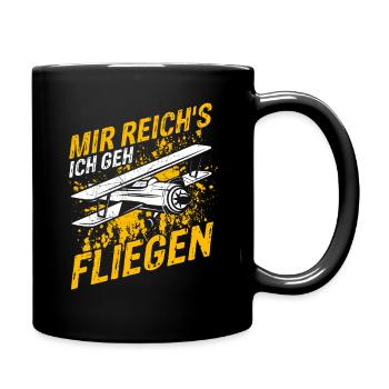Helikopter Hubschrauber Spruch Abheben Flugzeug He - Tasse einfarbig - Schwarz - Rechts
