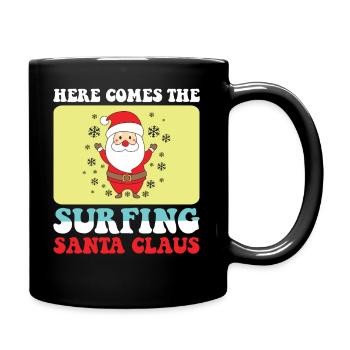 Here comes the Surfing Santa Claus - Christmas - Full Colour Mug - black - Right