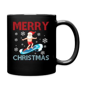 Frohe Weihnachten - Surfing Santa Claus - Tasse einfarbig - Schwarz - Rechts