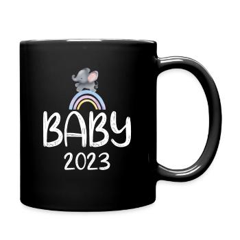 Baby 2023 Niedlicher Elefant - Tasse einfarbig - Schwarz - Rechts