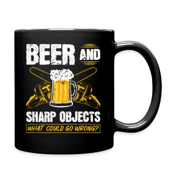 Objets pointus à bière Qu’est-ce qui pourrait mal tourner tronçonneuse - Mug uni - noir - Droite