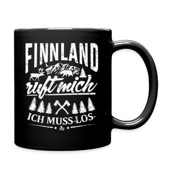 Finnland ruft mich - Ich muss los - Tasse einfarbig - Schwarz - Rechts