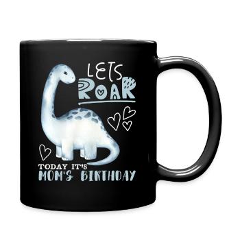 Dinosaure Mama-Mère, Joyeux anniversaire - Mug uni - noir - Droite