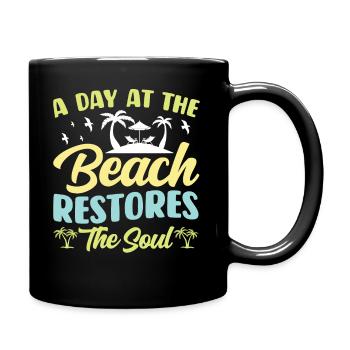 A day at the beach restores the soul - Full Colour Mug - black - Right