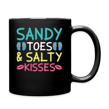 Sandy Toes Salty Kisses - Fun Beach Day - Full Colour Mug - black - Right