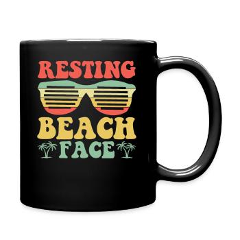 Ruhendes Strandgesicht - Sommerferien - Tasse einfarbig - Schwarz - Rechts