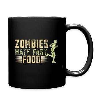 Marathon running zombies hate fast food - Full Colour Mug - black - Right