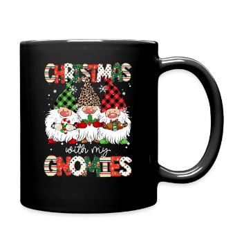 Christmas With My Gnomies Cute Gnome Buffalo Plaid - Full Colour Mug - black - Right