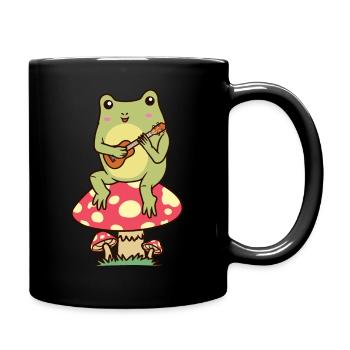 Frosch Auf Einem Pilz Ukulele Ukulelist - Tasse einfarbig - Schwarz - Rechts