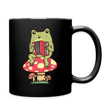 Frosch Auf Einem Pilz Akkordeonspieler Akkordeon - Tasse einfarbig - Schwarz - Rechts