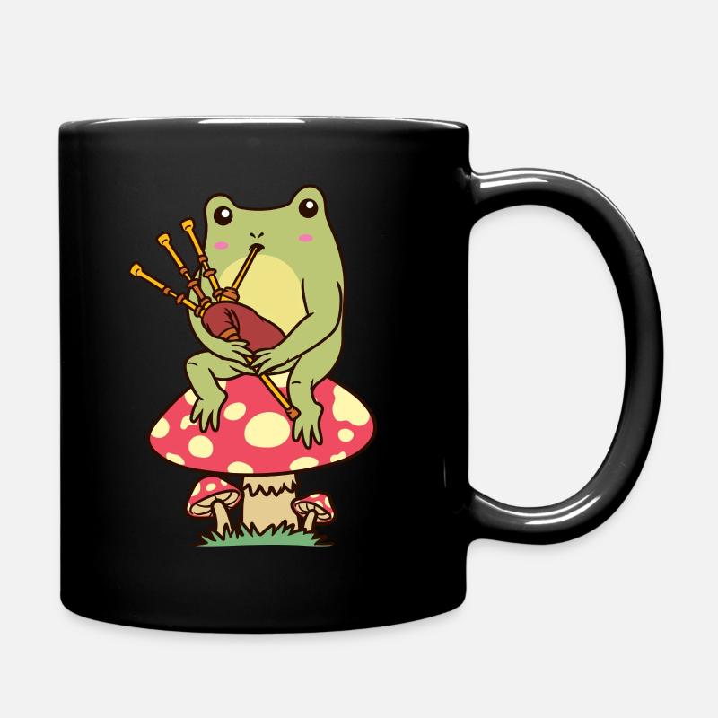 Frog on a mushroom Bagpipers Bagpipes - Full Colour Mug - black