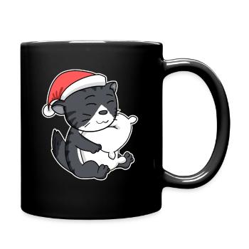 Chat de forêt norvégien Chat Noël endormi - Mug uni - noir - Droite