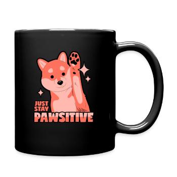 Optimistic dog: Pawsitive - Full Colour Mug - black - Right