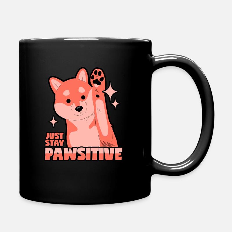 Optimistischer Hund: Pawsitive - Tasse einfarbig - Schwarz
