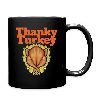 Thanky Turkey Roasted Turkey On Plate Thanksgiving - Tasse einfarbig - Schwarz - Rechts