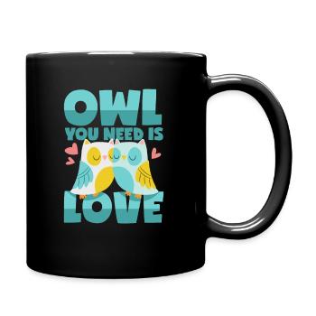 Amour des hiboux - Mug uni - noir - Droite
