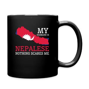 Nichts macht mir Angst, nepalesischer Ehemann - Tasse einfarbig - Schwarz - Rechts