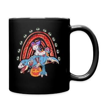 Dabbing Licorne Riding T Rex Garçons Filles Halloween - Mug uni - noir - Droite