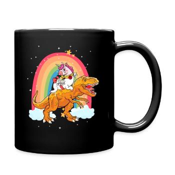 Dabbing Licorne Riding T Rex Garçons Filles Halloween - Mug uni - noir - Droite