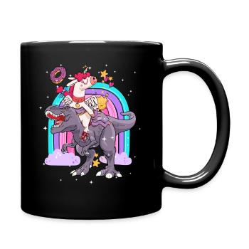 Dabbing Licorne Riding T Rex Garçons Filles Halloween - Mug uni - noir - Droite