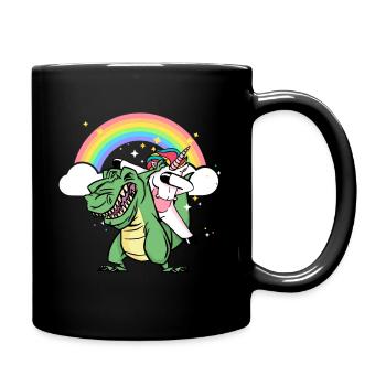 Dabbing Licorne Riding T Rex Garçons Filles Halloween - Mug uni - noir - Droite