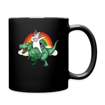 Dabbing Licorne Riding T Rex Garçons Filles Halloween - Mug uni - noir - Droite