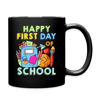 Happy First Day Of School - Full Colour Mug - black - Right