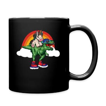 Dabbing Licorne Riding T Rex Garçons Filles Halloween - Mug uni - noir - Droite