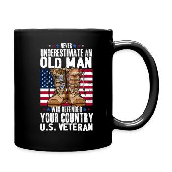 Never Underestimate An Old Man Veteran USA Flag - Full Colour Mug - black - Right