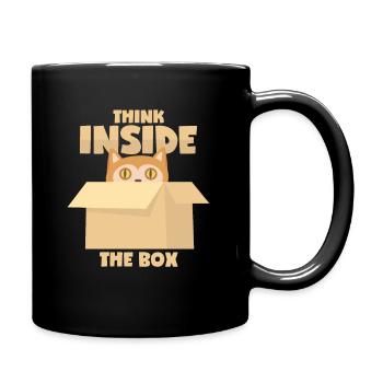 Cat: "Think Inside The Box" - Full Colour Mug - black - Right