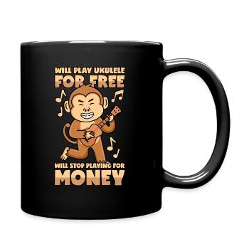 Monkey plays ukulele for free - Full Colour Mug - black - Right