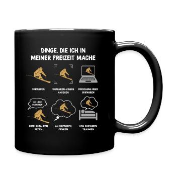 Meine Freizeit v2 12 Skifahren - Tasse einfarbig - Schwarz - Rechts