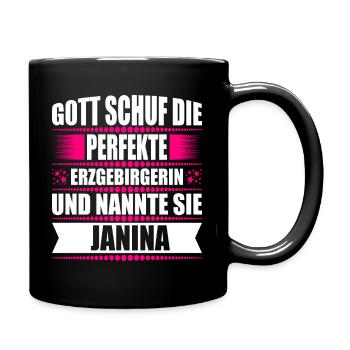 Erzgebirge Frau Namen Sachsen Janina - Tasse einfarbig - Schwarz - Rechts