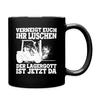 Verneigt Euch Ihr Luschen Der Lagergott Ist Jetzt - Tasse einfarbig - Schwarz - Rechts