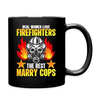 Real women love firefighters - funnier - Full Colour Mug - black - Right