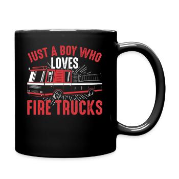 Seulement un garçon qui aime les camions de pompiers - pompiers - Mug uni - noir - Droite