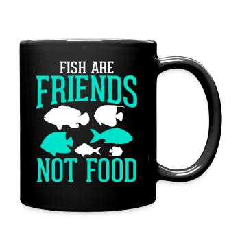 Pisces are friends No food - vegan - Full Colour Mug - black - Right