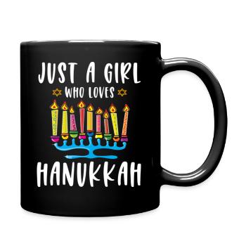 Just A Girl Who Loves Hanukkah Menorah Jewish - Full Colour Mug - black - Right
