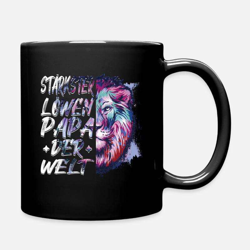 Löwe | Vintage | Geschenk | Bester Papa der Welt - Tasse einfarbig - Schwarz