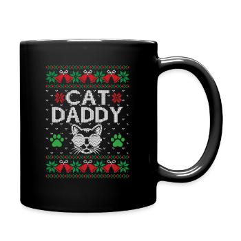 Christmas Funny Cat Christmas Tree Cat - Full Colour Mug - black - Right