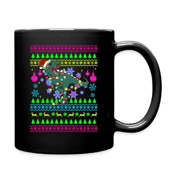Funny Christmas Outfit Ugly Christmas T-Rex - Full Colour Mug - black - Right