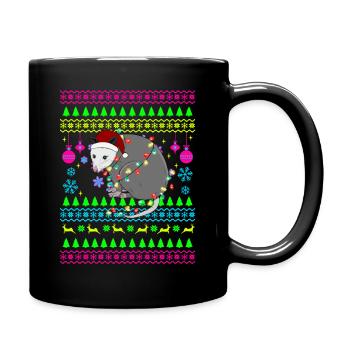 Funny Christmas Outfit Ugly Christmas Opossum - Full Colour Mug - black - Right