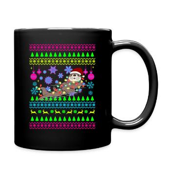 Funny Christmas Outfit Ugly Christmas Otter - Full Colour Mug - black - Right