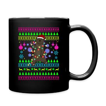 Funny Christmas Outfit Ugly Christmas Bear - Full Colour Mug - black - Right